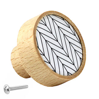 Gałka meblowa drewniana GD08 czarna jodełka