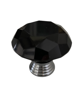Gałka kryształowa 40mm KN009 -czarna (chrom)