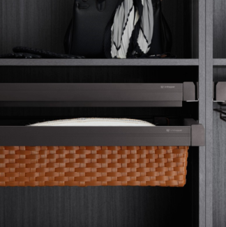 Szuflada wysuwana z koszem rattanowym W600xH170 - Mocca