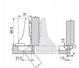 CLIP TOP BLUMOTION zawias 110°, drzwi bliźniacze, ze sprężyną, puszka na wkręty