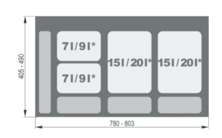 Pojemnik na odpady Praktiko poczwórny 2x15L+2x7L SREBRNY