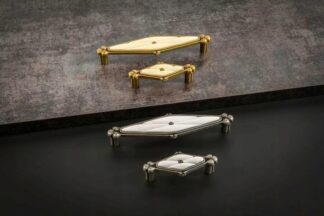 Uchwyt meblowy UP024, 128mm, stare złoto + porcelana