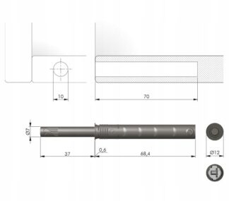 K-push zestaw z gumką długi ANTRACYT ITALIANA