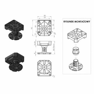 Nóżka kuchenna meblowa MULTILEG H-50-75