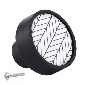 Gałka meblowa CZARNA Gamet GD08 czarna jodełka