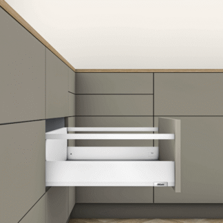 Szuflada MerivoBox z relingiem, wys. E (209mm), 500mm, obc. 40kg, biała