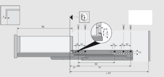 Prowadnica Quadro V6 z push to open, 350 mm, prawa