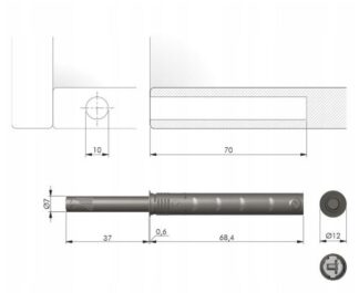 K-push Tech 37mm wpuszczany z gumką -antracyt