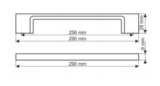 Uchwyt meblowy UN73, 256mm, stal szczotkowana