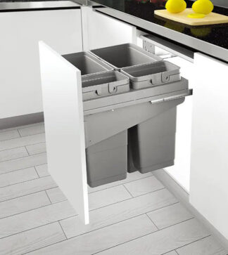 Kosz, segregator na śmieci 600mm, 2x17L + 2x8L + tacka