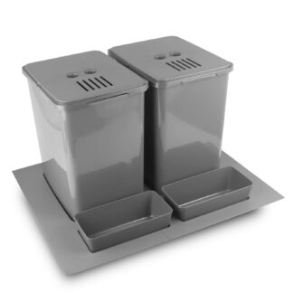 Sortownik, kosz na śmieci 2x20L, 600mm, z filtrem węglowym