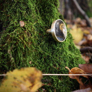 Gałka meblowa PEARL BLACK 32mm, złoty szczotkowany