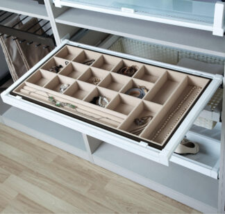 Szuflada wysuwana na biżuterie/krawaty i in. -W900 -Biały+beż