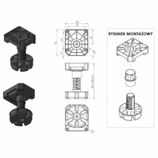 Nóżka kuchenna meblowa MULTILEG H-85-125