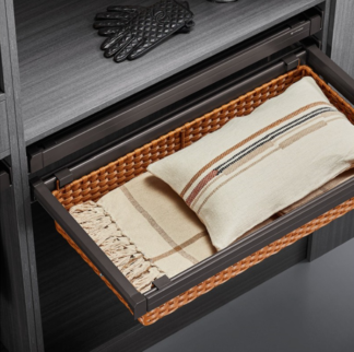 Szuflada wysuwana z koszem rattanowym W800xH170 - Mocca