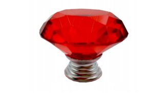 Gałka meblowa KN007, kryształowa, 30mm, czerwona (chrom)