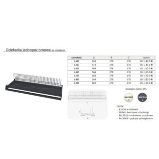 Osączarka, ociekarka, suszarka jednopoziomowa do naczyń L-60 ze stelażem, grafit