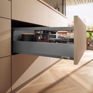 Szuflada MerivoBox z relingiem, wys. E (209mm), 450mm, obc. 40kg, Antracyt