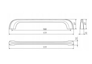 Uchwyt meblowy UU05, 160mm, czarny połysk