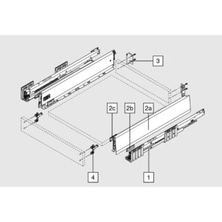 Szuflada MerivoBox, wys. M (108mm), 500mm, obc. 40kg, szara