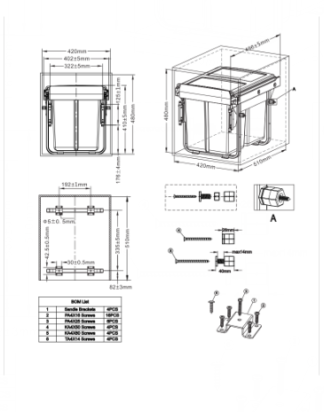 Segregator, Kosz wysuwny XL na prowadnicach COMFORT - 2 x20 L