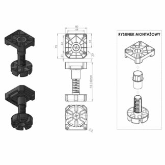 Nóżka kuchenna meblowa MULTILEG H-95-145