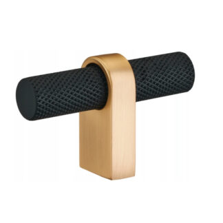 Uchwyt, gałka meblowa KAPI T-BAR, czarny mat + złoto szczotkowane