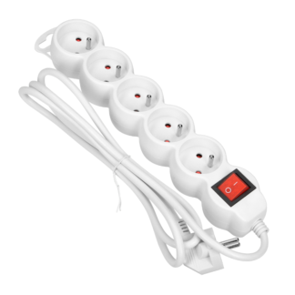 Przedłużacz listwowy z wyłącznikiem 5-gniazdkowy 3m biały