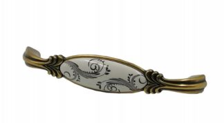 Uchwyt meblowy UP022 AMIX 96mm - złoto/porcelana + wzór