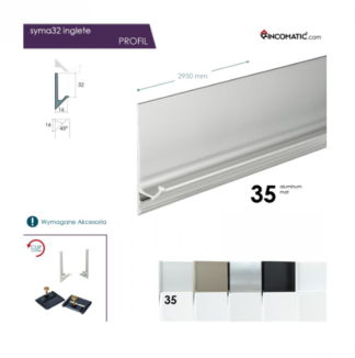 Listwa uchwytowa SYMA INGLETE32 h-32mm L2950mm - aluminium