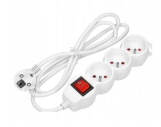 Przedłużacz listwowy z wyłącznikiem 3-gniazdkowy 1,5m biały