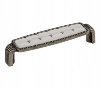 Uchwyt meblowy UP025, 96mm, stare srebro + porcelana