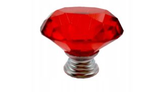 Gałka meblowa KN009, kryształowa, 40mm, czerwona (chrom)