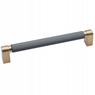 Uchwyt meblowy METIS, 320mm, szary + złoto szczotkowane