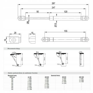 Podnośnik meblowy, teleskop gazowy REJS 100N