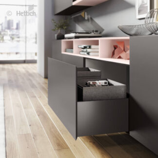 Szuflada HETTICH AVANTECH L350 H187 antracyt, prowadnice QUADRO
