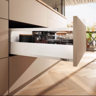 Szuflada MerivoBox z relingiem, wys. E (209mm), 500mm, obc. 40kg, biała