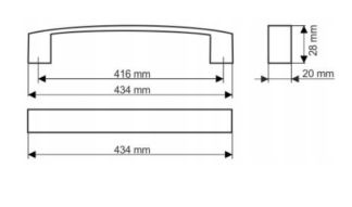 Uchwyt meblowy UU24, 416mm, aluminium