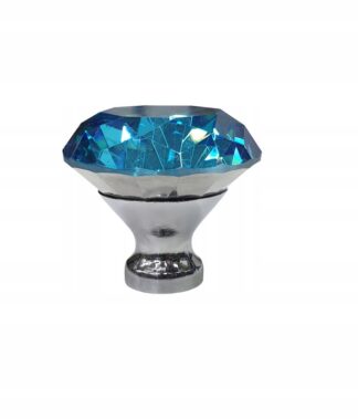 Gałka meblowa KN007, kryształowa, 30mm, niebieska morska (chrom)