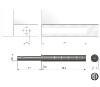 Odbojnik K-push Tech 37mm wpuszczany z gumką -biały