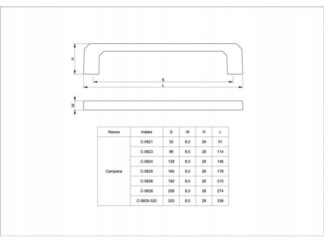 Uchwyt meblowy Campana C-5828, 256mm, biały mat