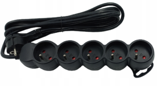 Przedłużacz listwowy 5-gniazdkowy 3m czarny
