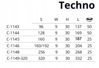 Uchwyt meblowy Techno C-1144, 128mm, chrom