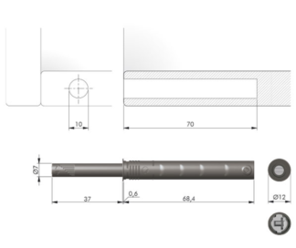 K-push Tech 37mm wpuszczany z magnesem -antracyt