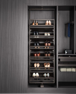 Kosz obrotowy, cargo na buty wysoki, do szafki 800mm, 12 półek