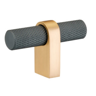 Uchwyt, gałka meblowa KAPI T-BAR, szary + złoto szczotkowane