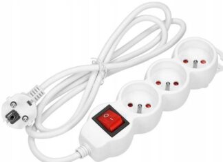 Przedłużacz listwowy z wyłącznikiem 3-gniazdkowy 3m biały