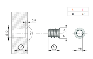 Mufka wkręcana M8x12x15 (dla SPIRAL LOCK)