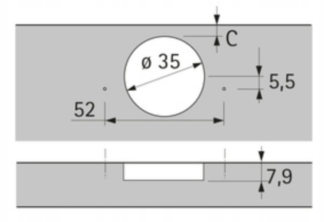 Zawias nakładany Sensys, do cienkich frontów 10-19 mm, 9094000