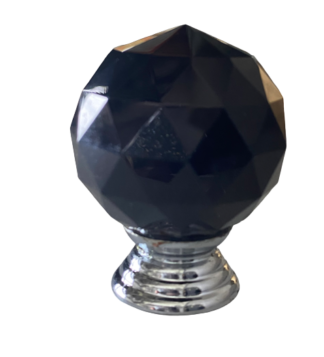 Gałka kryształowa 40mm KN007 -czarna (chrom)